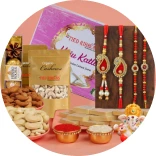 Rakhi with Sweets & Dry Fruits