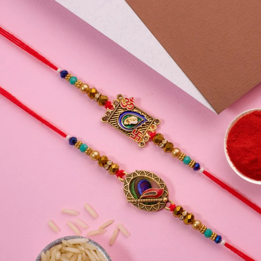 Festive Ganesh-Krishna Rakhi Set 1