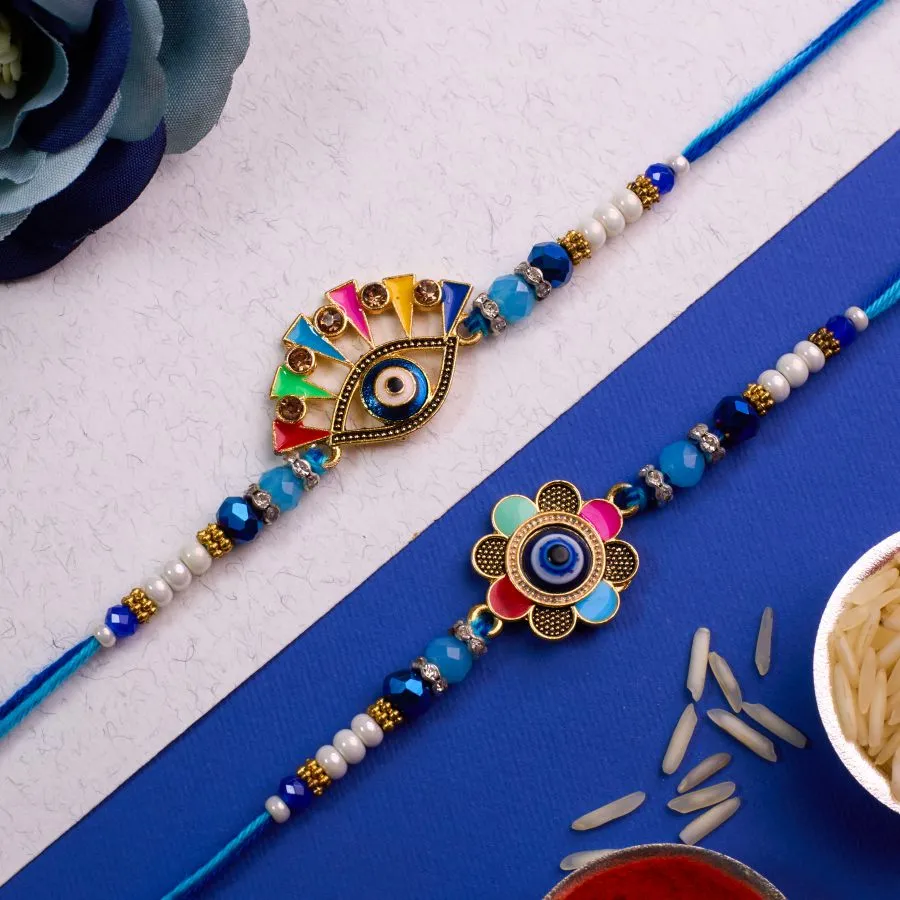 Enchanted Evil Eye Floral Rakhi Set 1