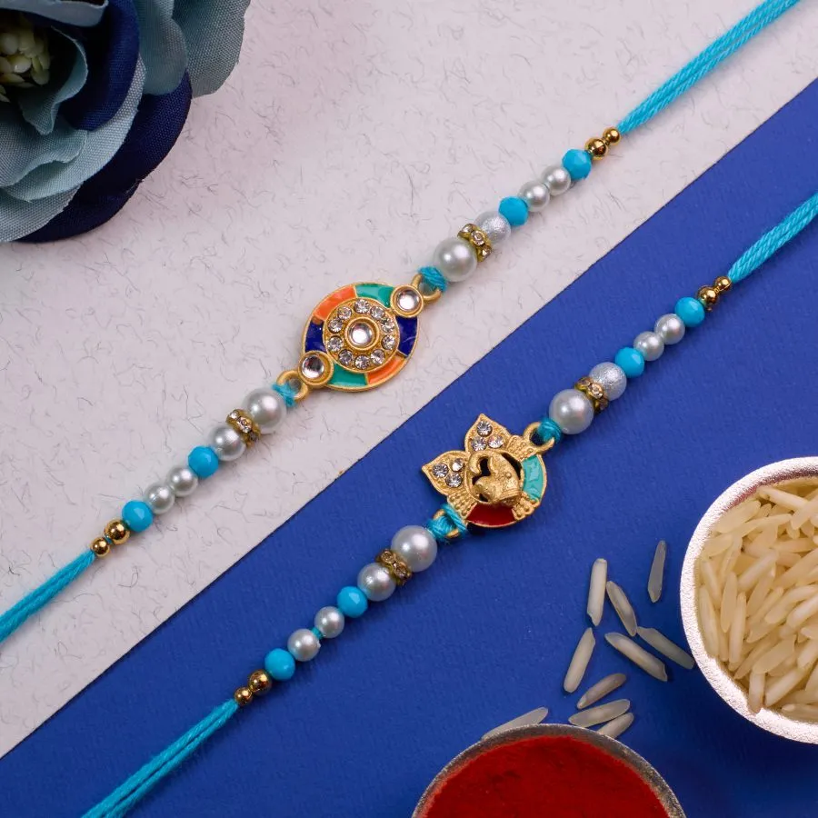 Timeless Kundan and Ganesha Rakhi Pair 1