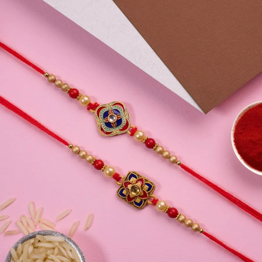 Elegant Kundan Rakhi Duo 1
