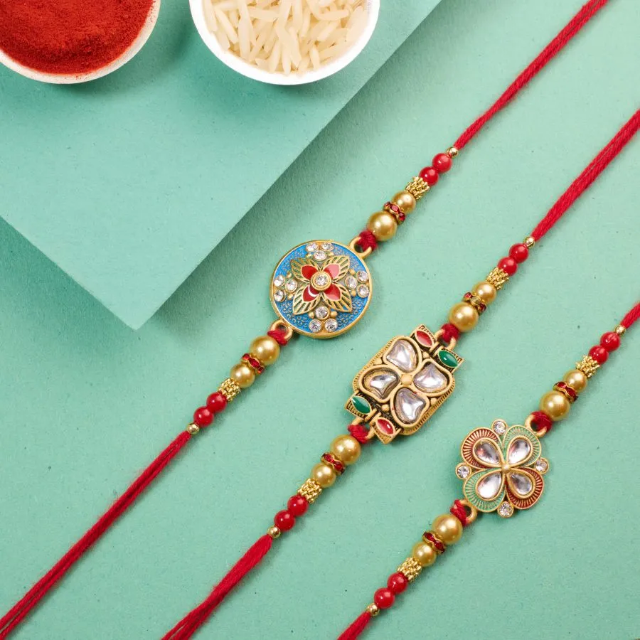 Kundan Rakhi Trio with Blessings 1