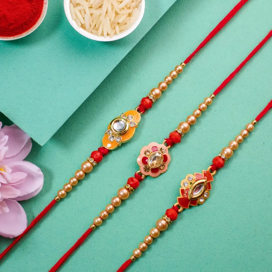 Radiant Kundan Rakhi Trio