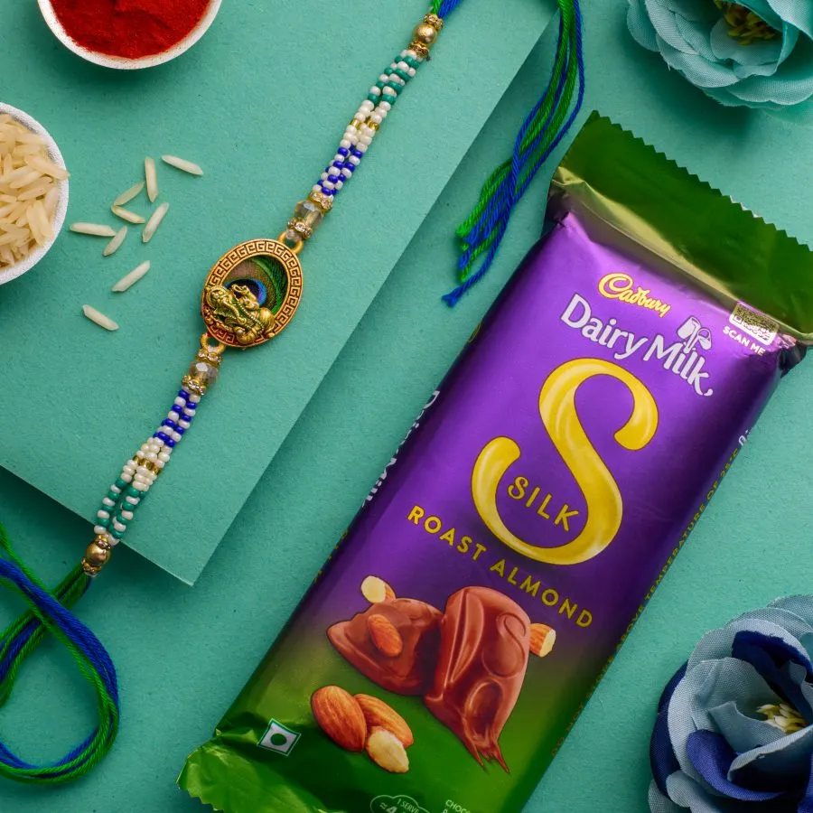 Divine Ganesha Rakhi with Chocolate Treats 1