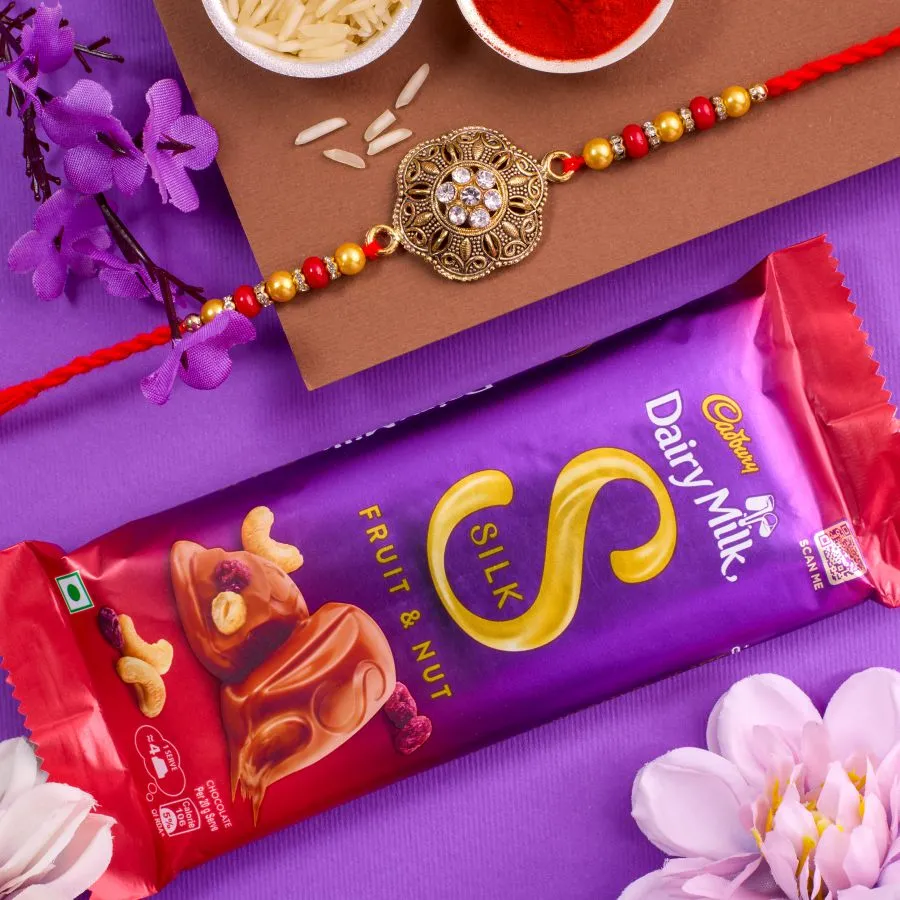 Elegant Kundan Rakhi & Cadbury Delight 1