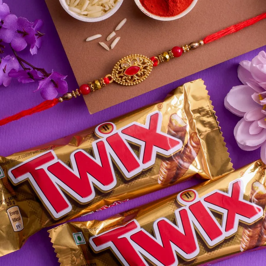 Charming Kundan Rakhi N Chocolate Combo