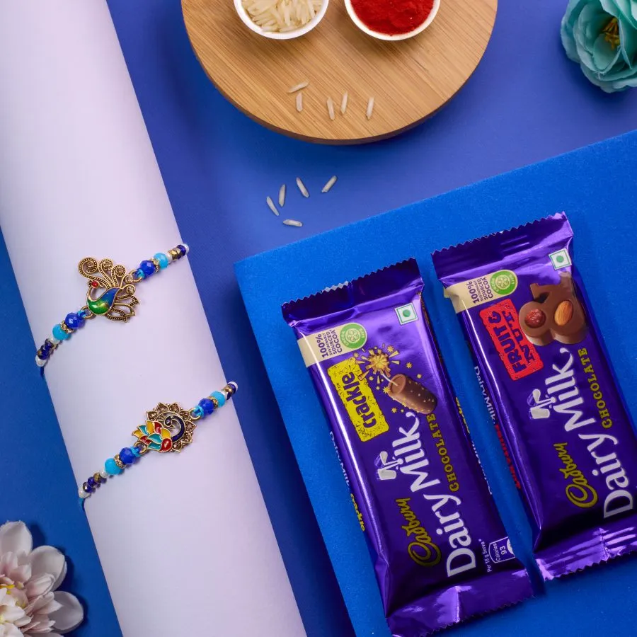 Elegant Peacock Rakhi & Chocolate Delight
