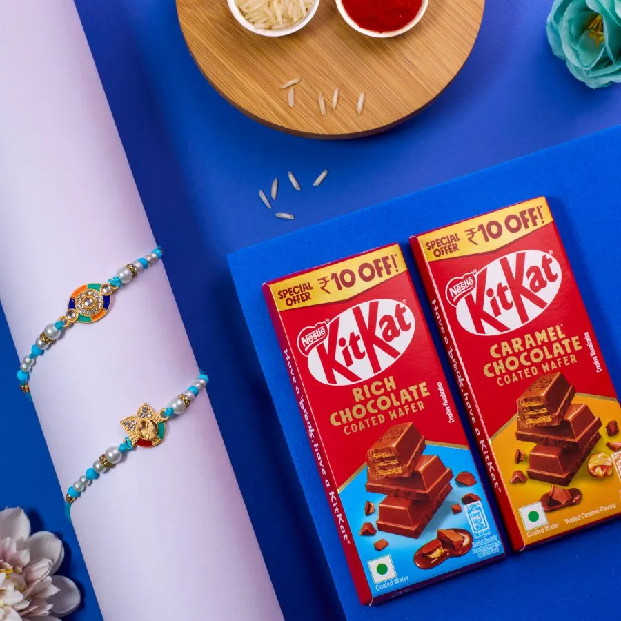 Traditional Kundan Rakhi & KitKat Bliss