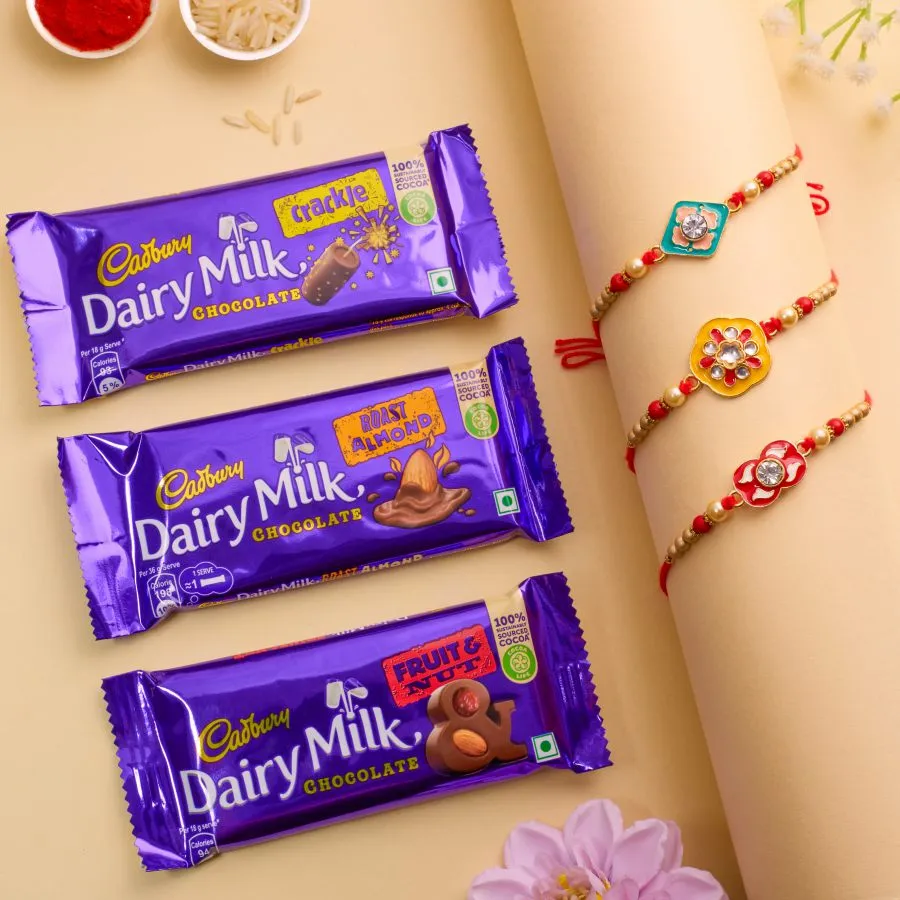 Kundan Rakhi Trio & Chocolate Delight 1