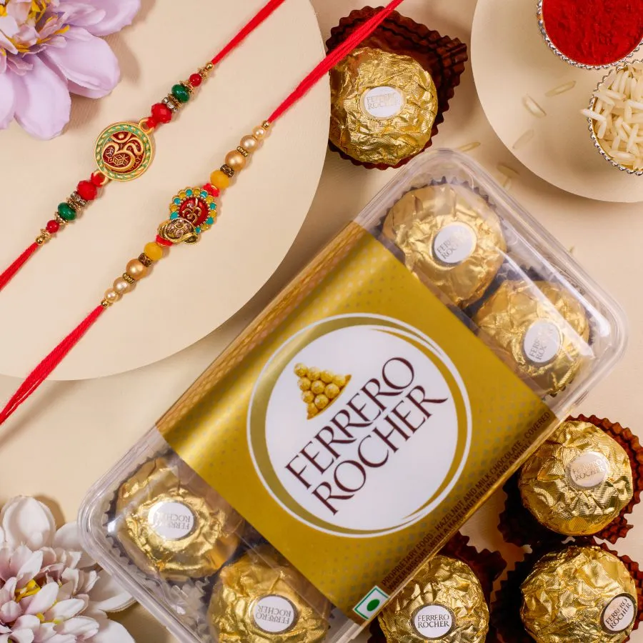 Divine Rakhi Set with Ferrero Rocher 1