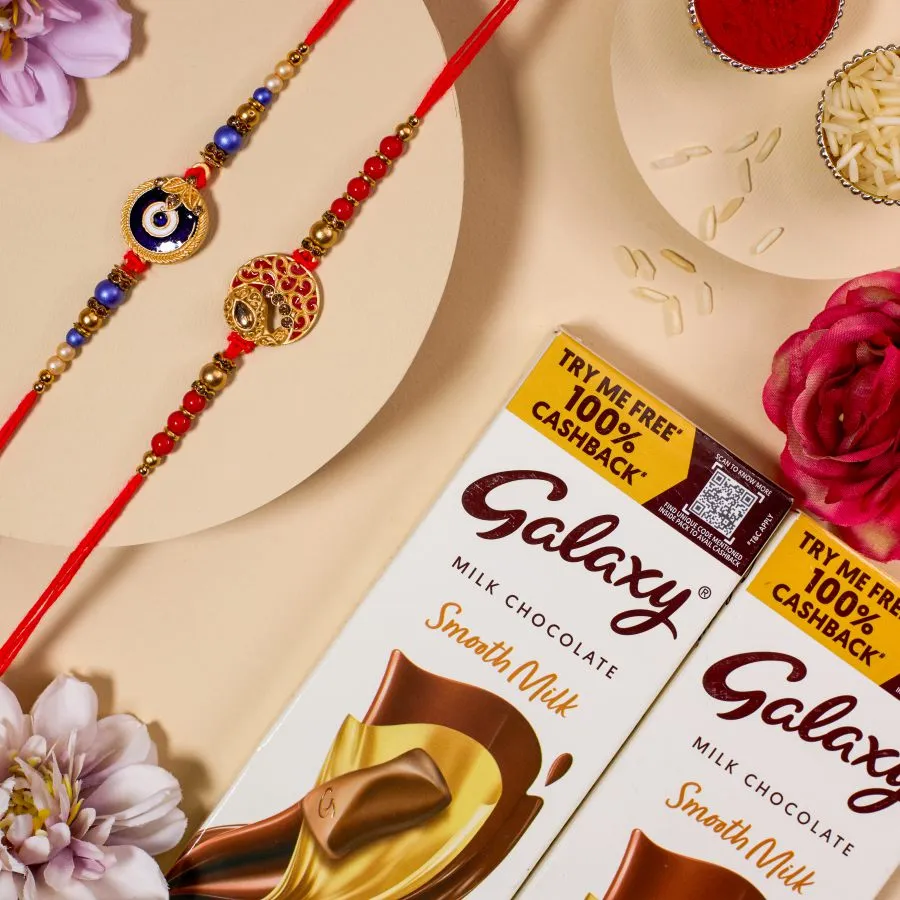 Kundan Rakhi Duo with Ferrero Treats