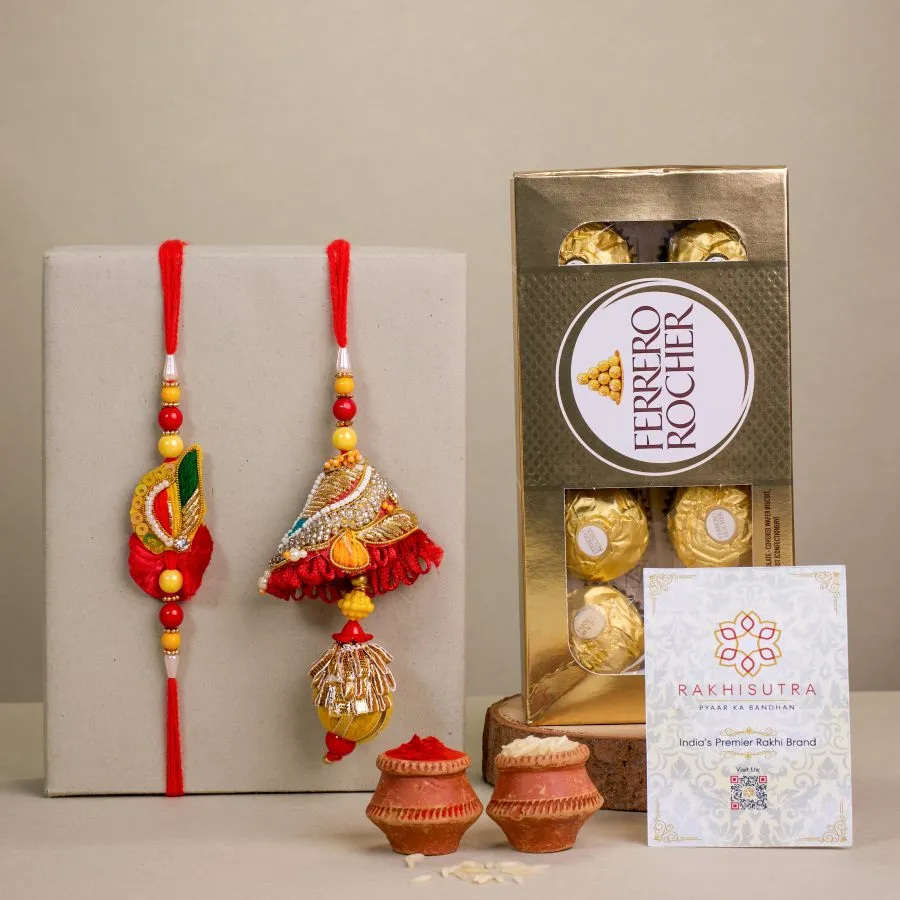 Traditional Bhaiya Bhabhi Rakhi Set with Chocolates 1