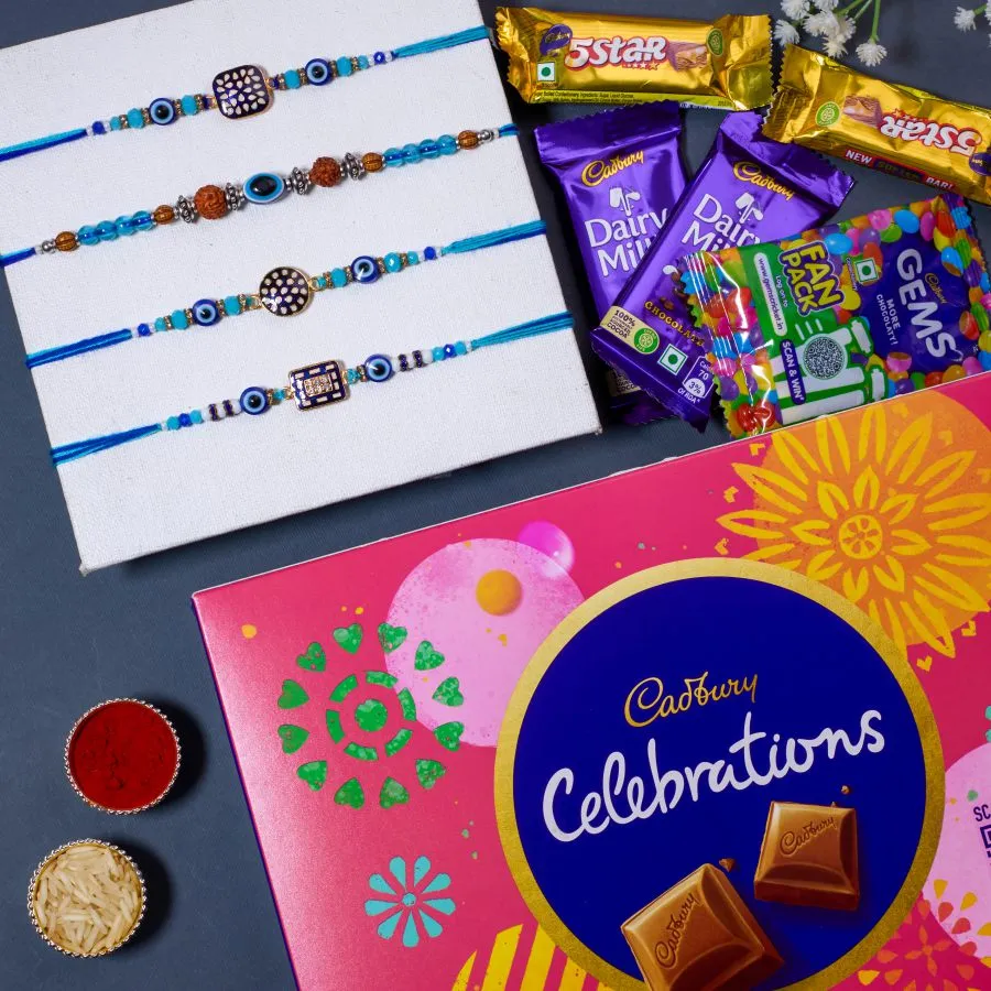 Premium Set of Evil Eye Rakhis & Chocolates 1