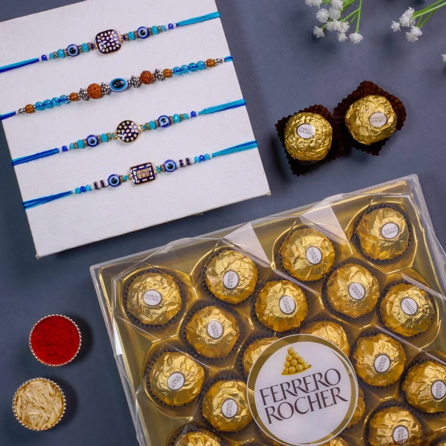 Evil Eye Rakhis & Chocolate Set 1
