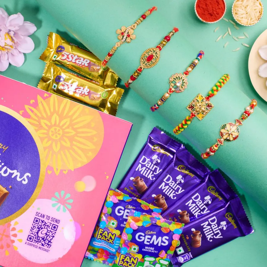 Kundan Rakhi Set with Assorted Chocolates