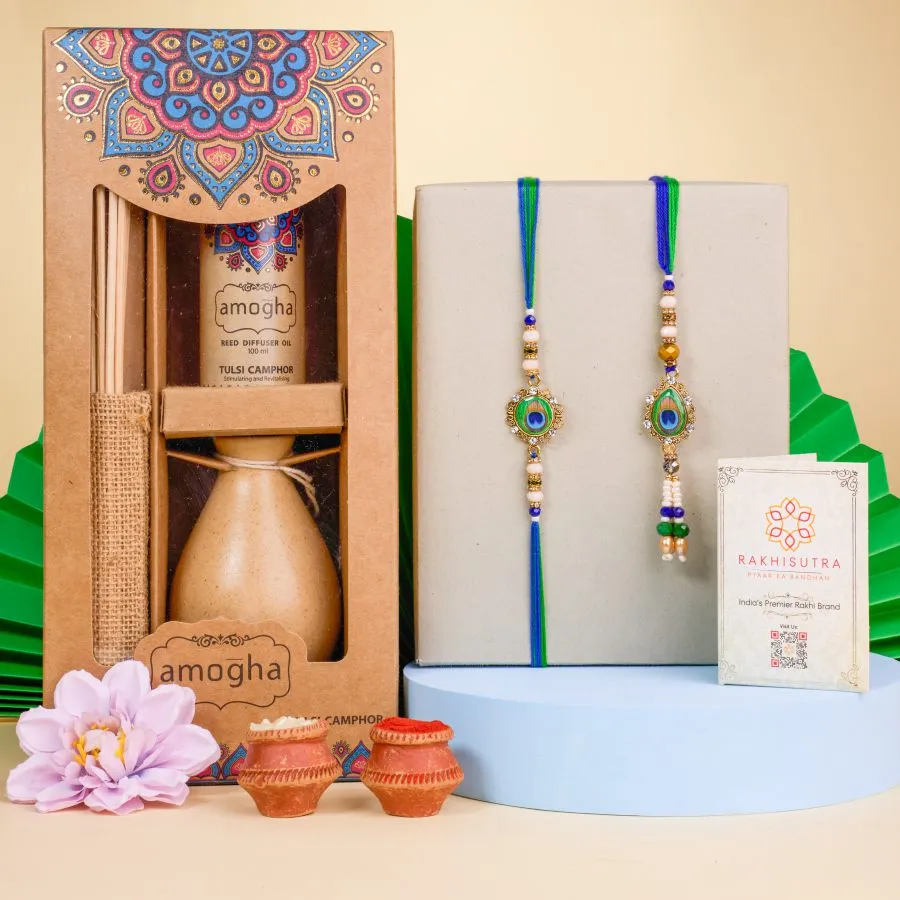 Lovely Bhaiya Bhabhi Rakhi With Diffuser Set
