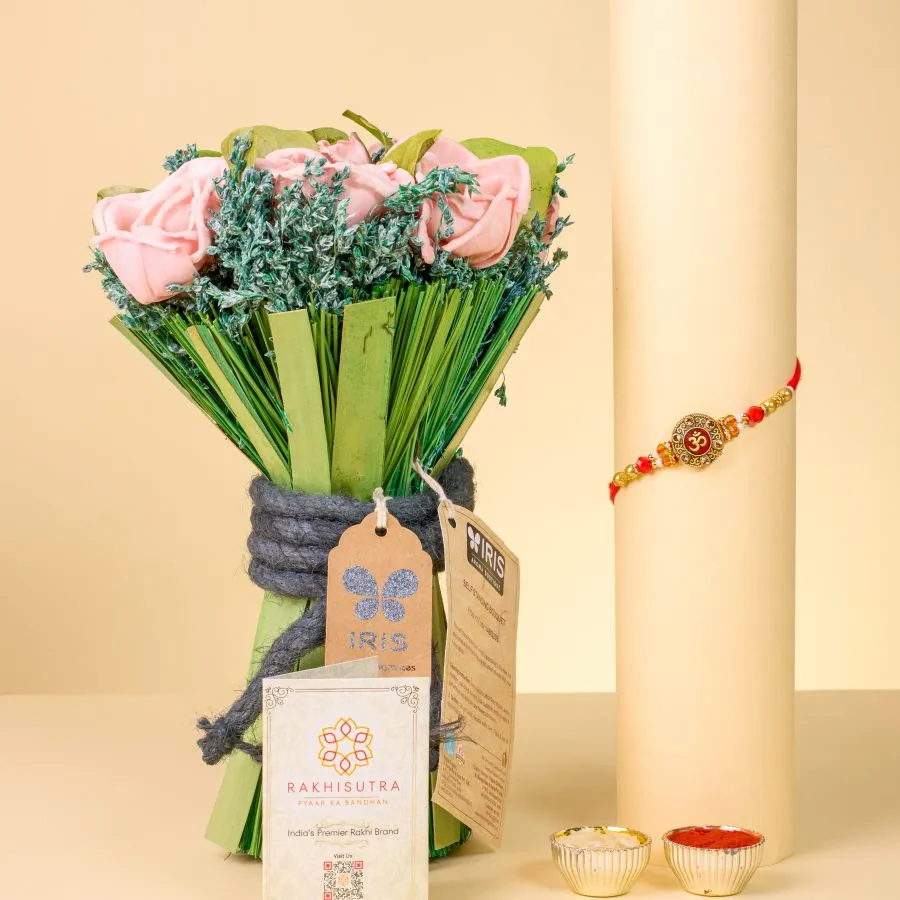 OM Rakhi with Floral Elegance