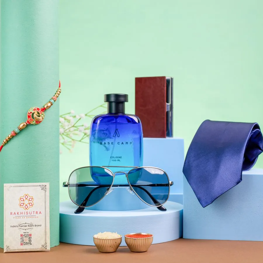 Elegant Peacock Rakhi With Men Essentials Gift Set 1