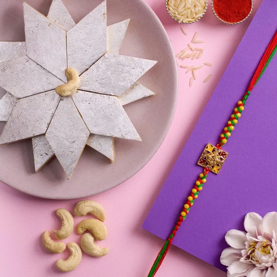 Kundan Rakhi & Kaju Katli Delight