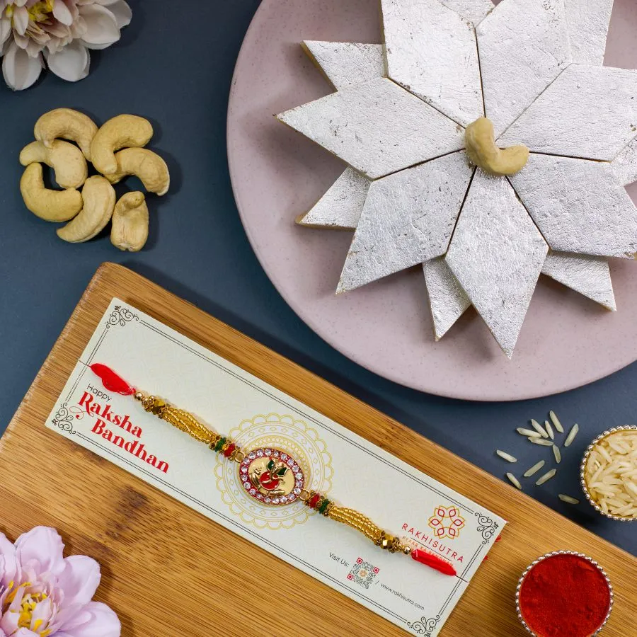 Auspicious Ganesha Rakhi N Kaju Katli Delight