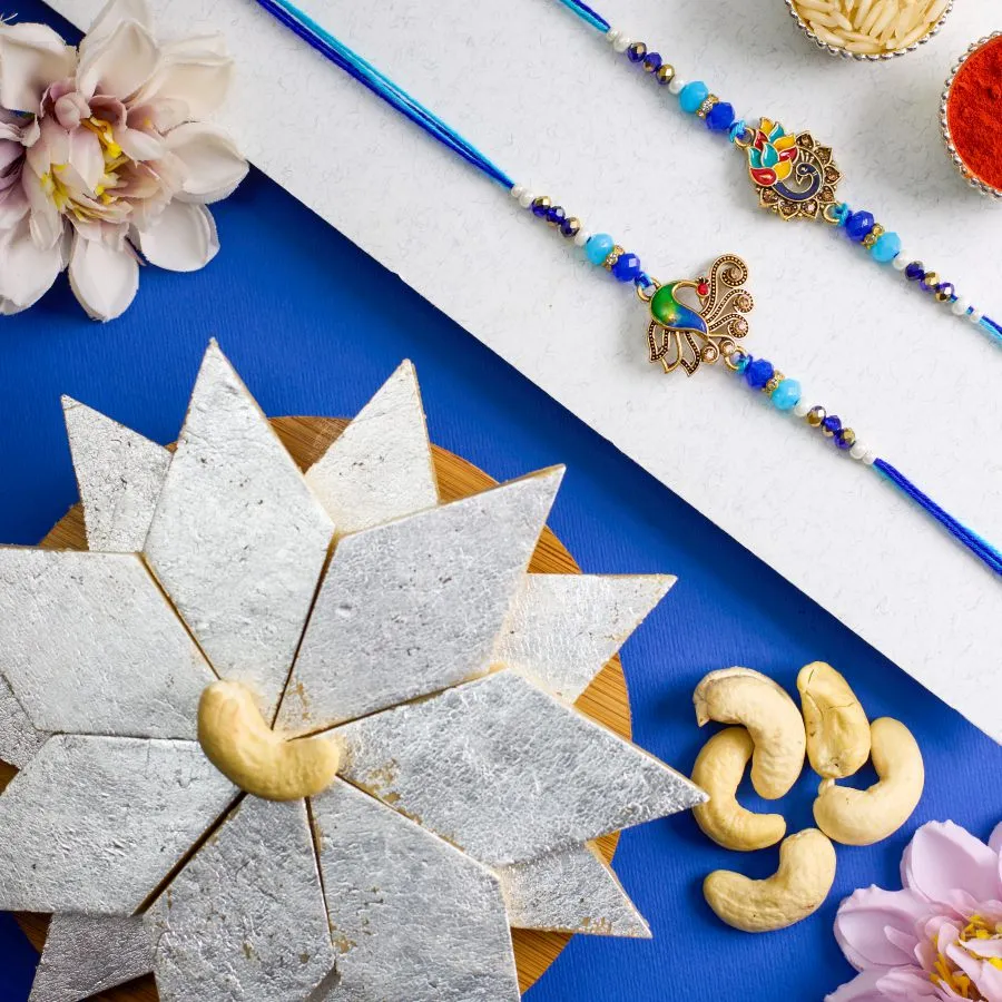 Gorgeous Kundan Rakhi Set N Sweet Delight 1