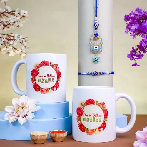 Charming Evil Eye Rakhi with Mugs 1