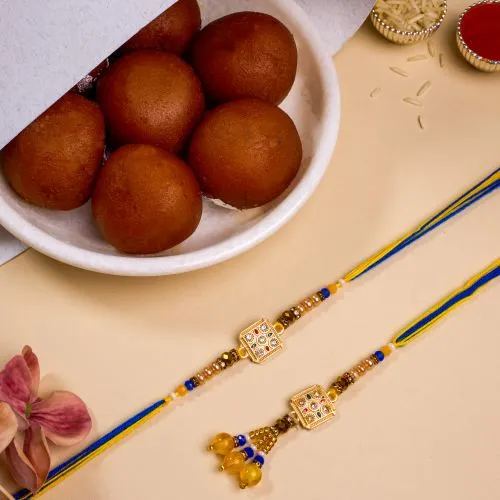 Classic Kundan Bhai Bhabhi Rakhi N Gulab Jamun Combo 1