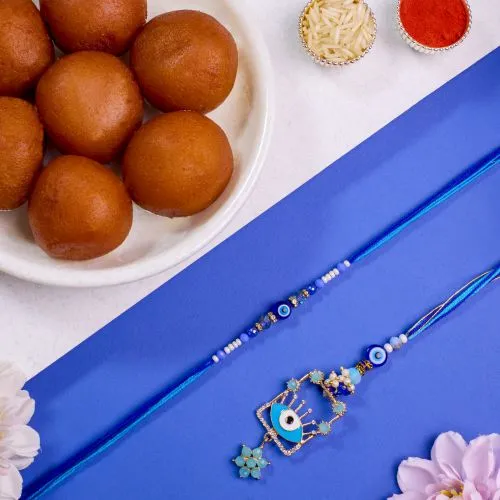 Premium Evil Eye Bhaiya Bhabhi Rakhi N Sweets 1