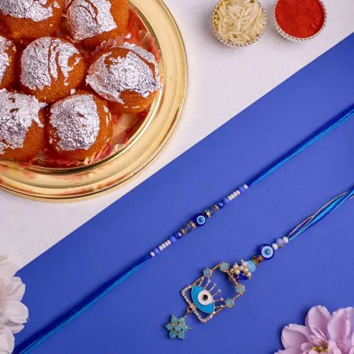 Impressive Evil Eye Bhai Bhabhi Rakhi N Ghee Laddu Delight 1