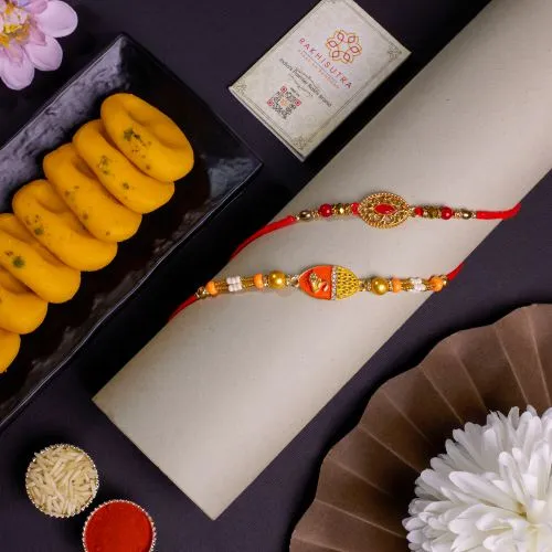 AD and Kundan Rakhi with Kesar Peda