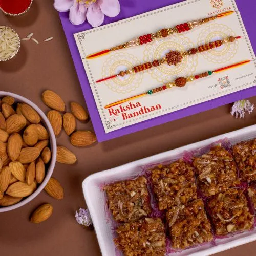 Rudraksh and OM Rakhi with Sweets