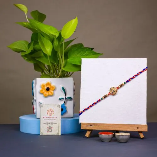 Kundan Rakhi & Golden Pothos Duo 1