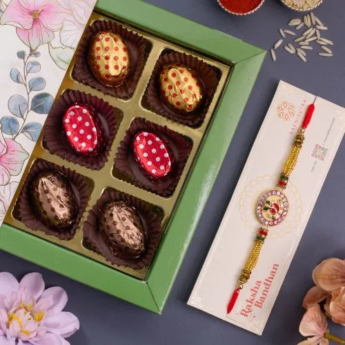 Designer Rakhi & Chocolates Combo 1