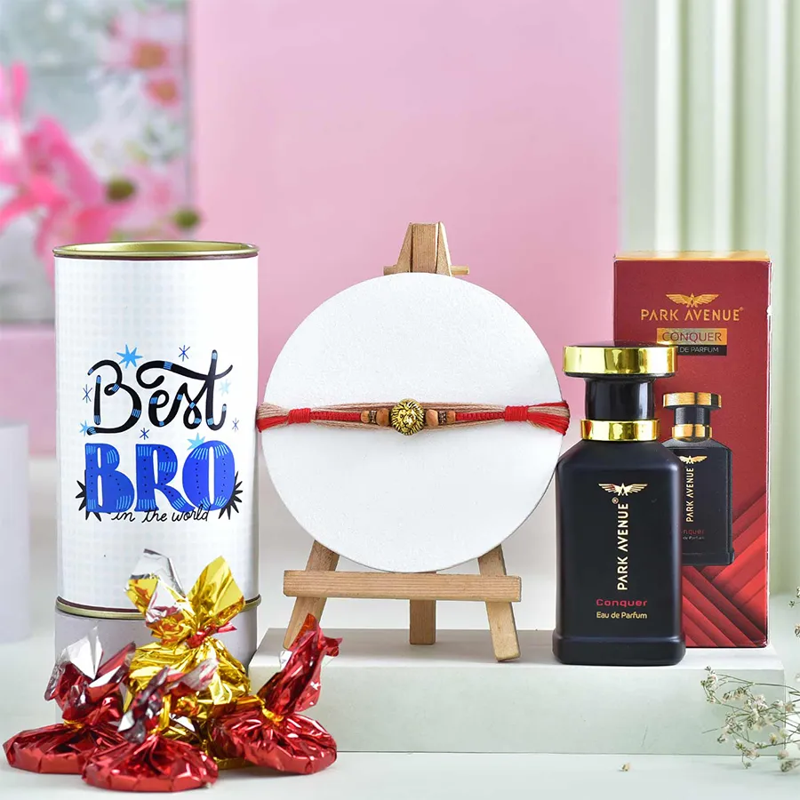 Charming Rakhi with Chocolate & Perfume Combo 1