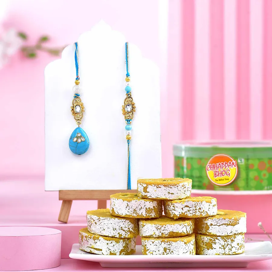 Classic Couple Rakhi & Sweet Treat Box 1