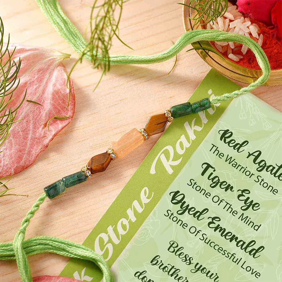 Elegant Semi-Precious Stone Rakhi Set 1