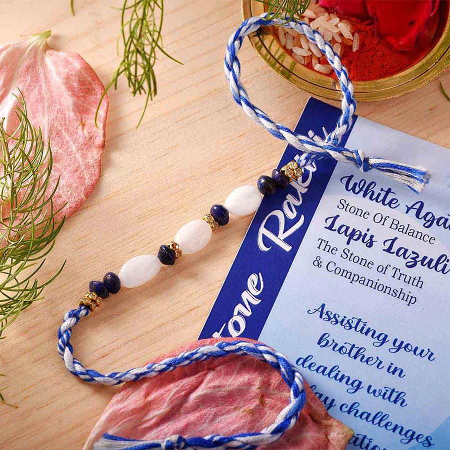 Graceful Agate & Lapis Rakhi Set 1