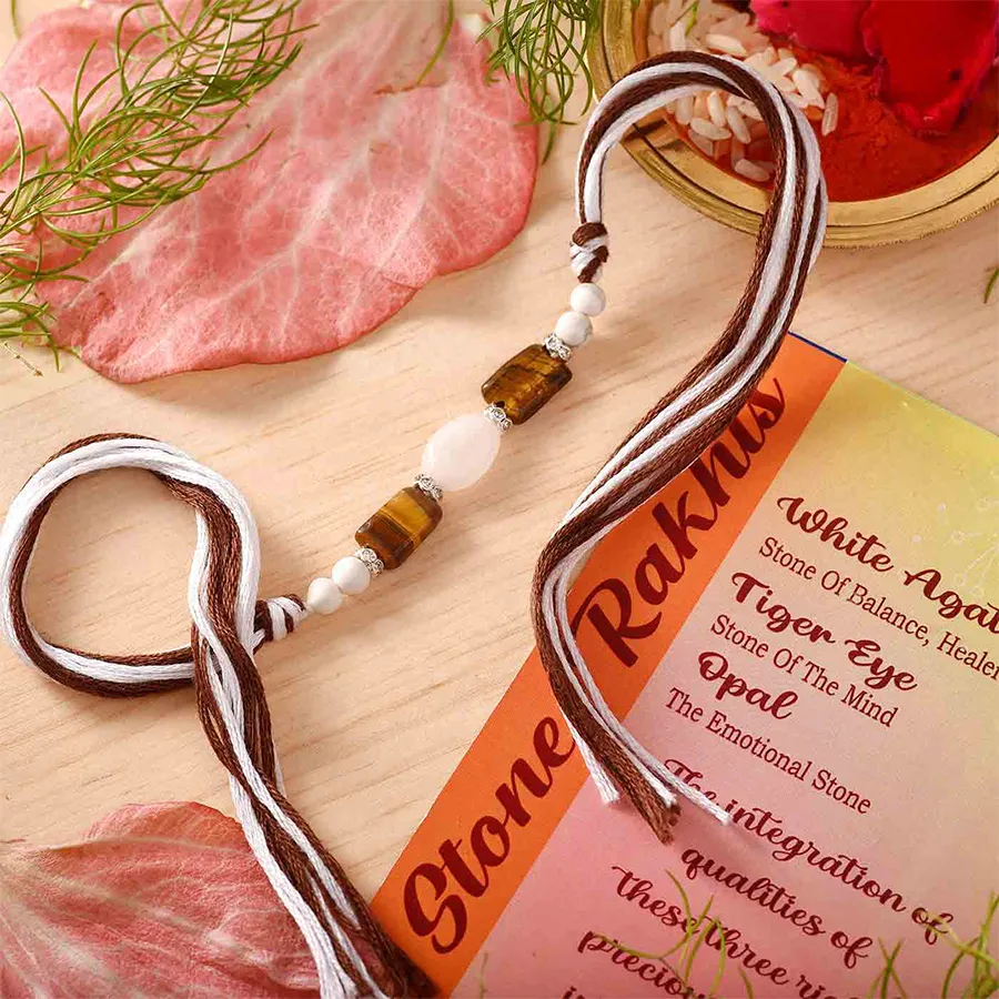 Triple-Stonned Rakhi Gift Set 1