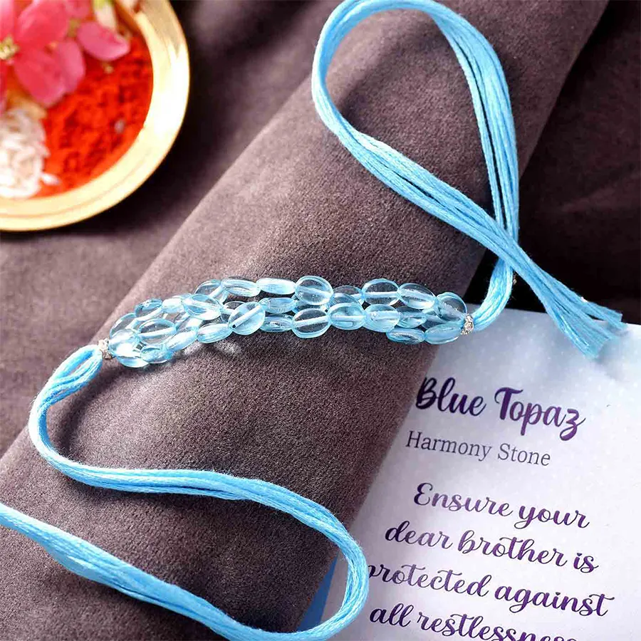 Radiant Blue Topaz Rakhi Set 1