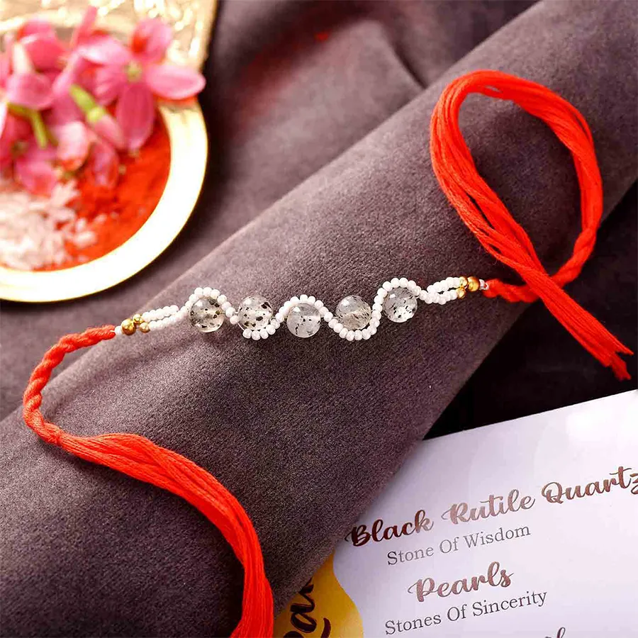 Black Rutile & Pearl Rakhi Set 1
