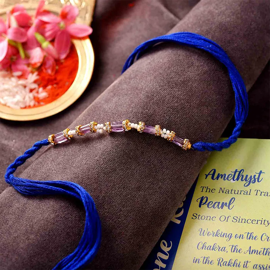 Soothing Amethyst & Pearl Rakhi Set 1