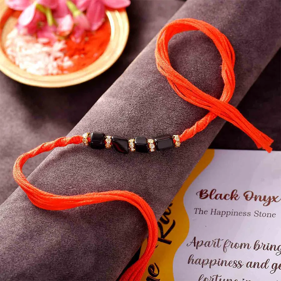 Elegant Black Onyx Rakhi Set 1