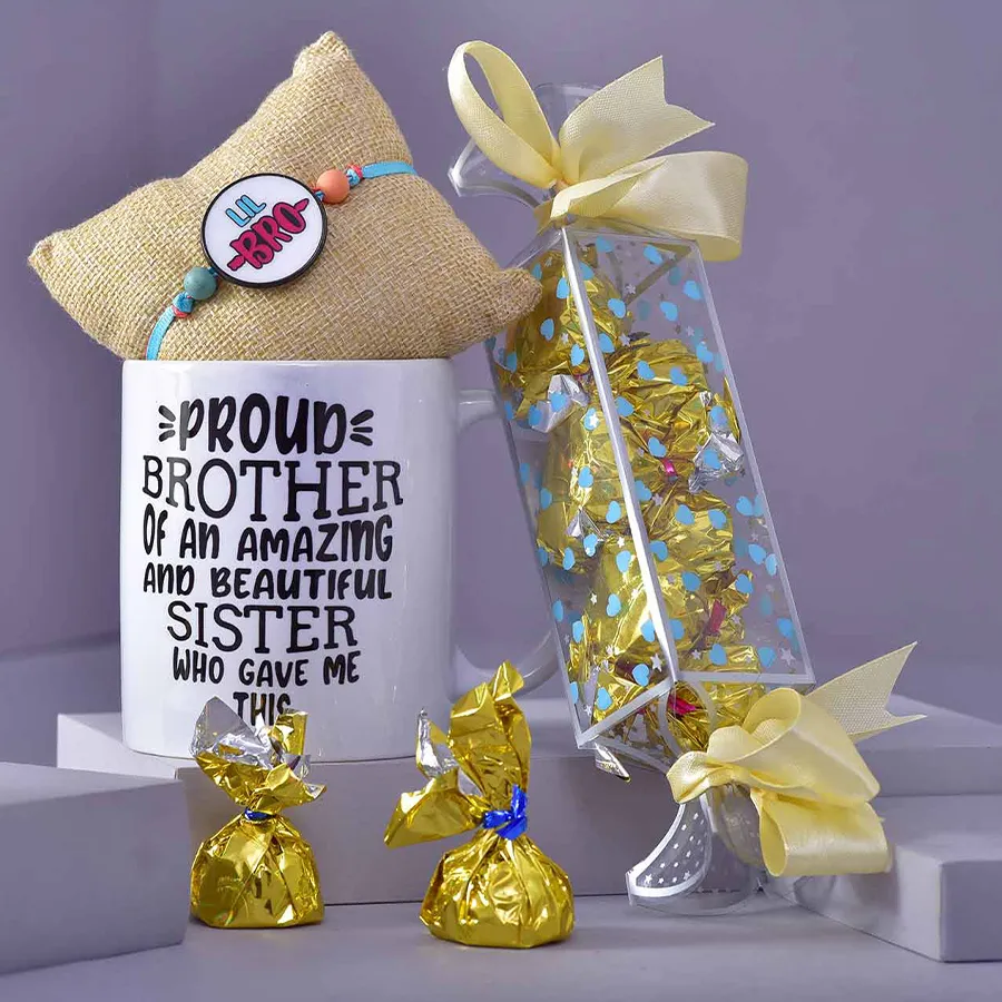 Stone Rakhi, Choco & Mug Combo 1
