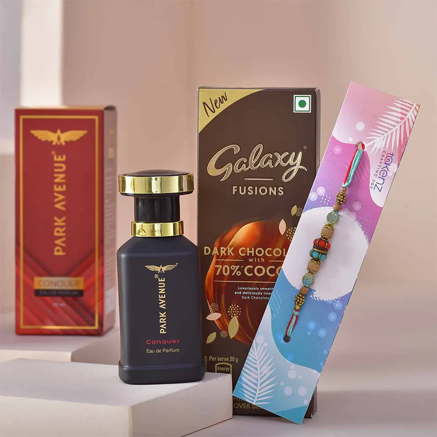 Rakhi, Chocolate & Perfume Gift Combo 1