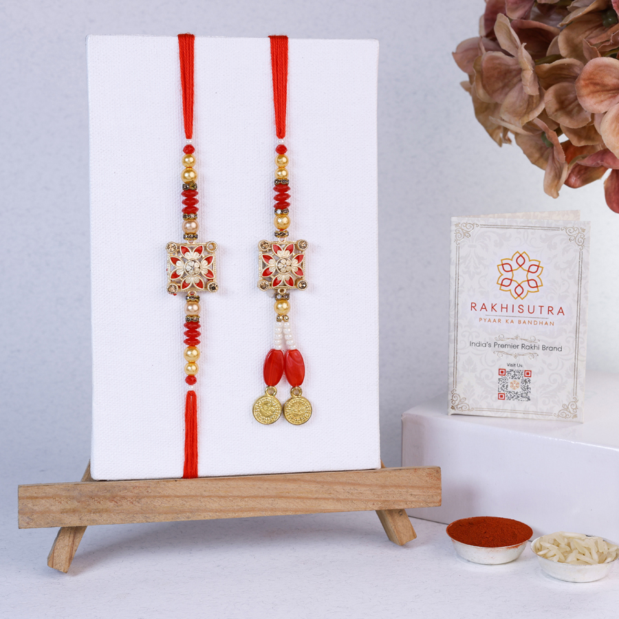 Timeless Bhaiya Bhabi Rakhi Set with Roli Tika and Message Card 1