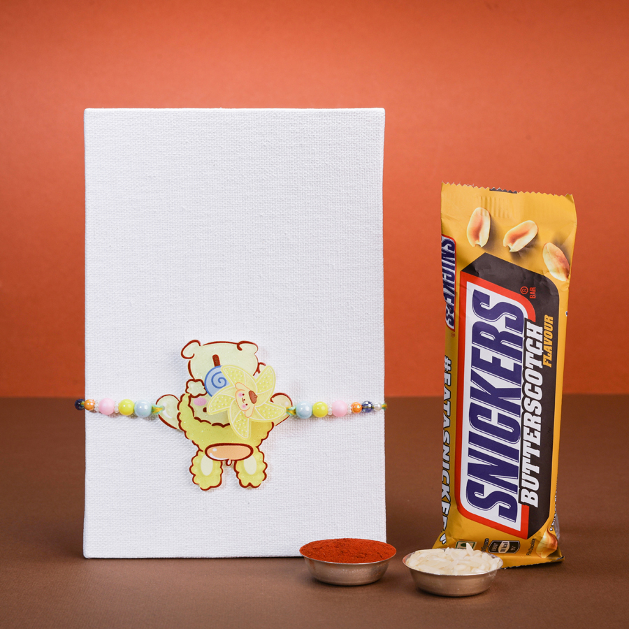 Fun Rakhi with Kids Spinner Rabbit and Snickers 1