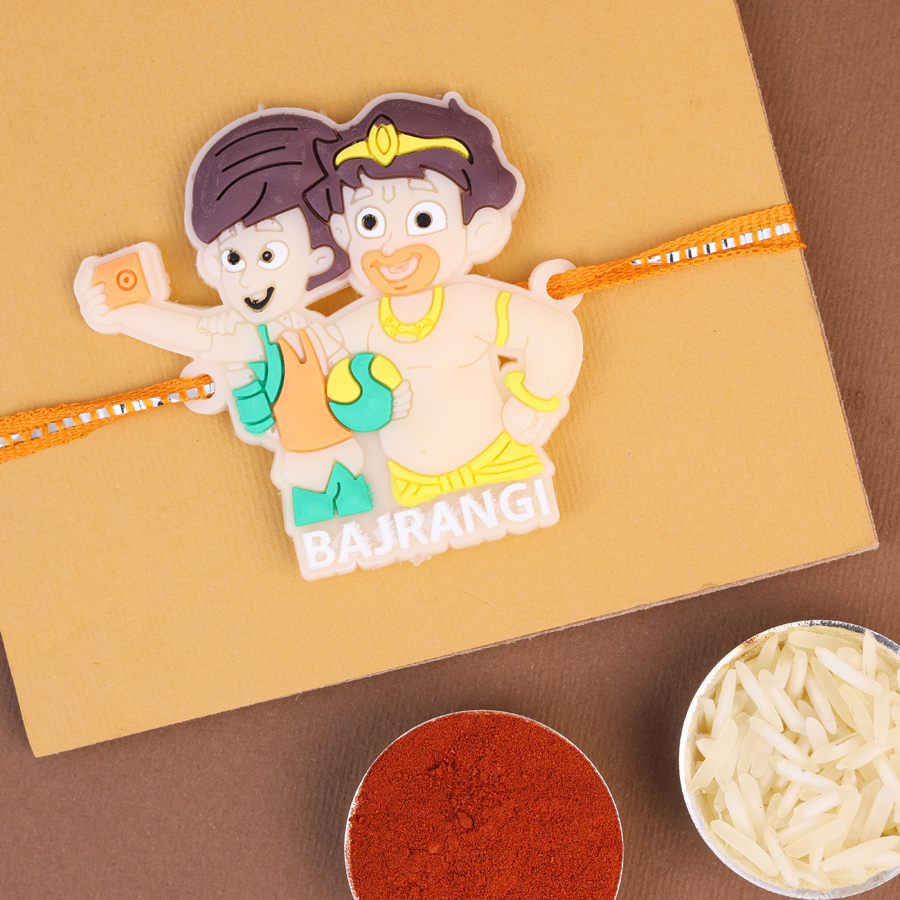 Colorful Bajrangi Rakhi gift set for kids 1
