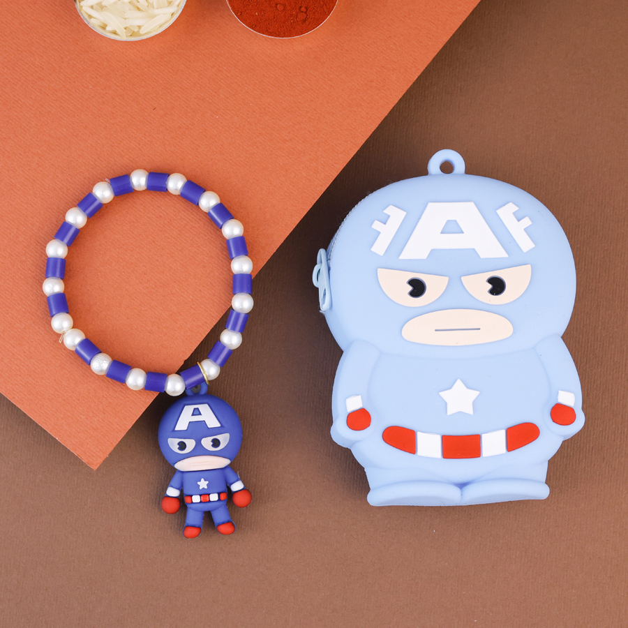Captain America Bracelet Rakhi Gift Set 1