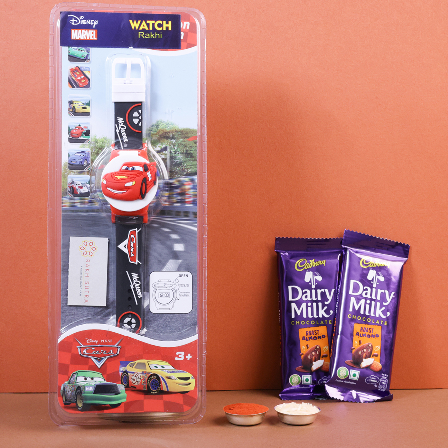 Car Watch Rakhi with chocolates and traditional items 1