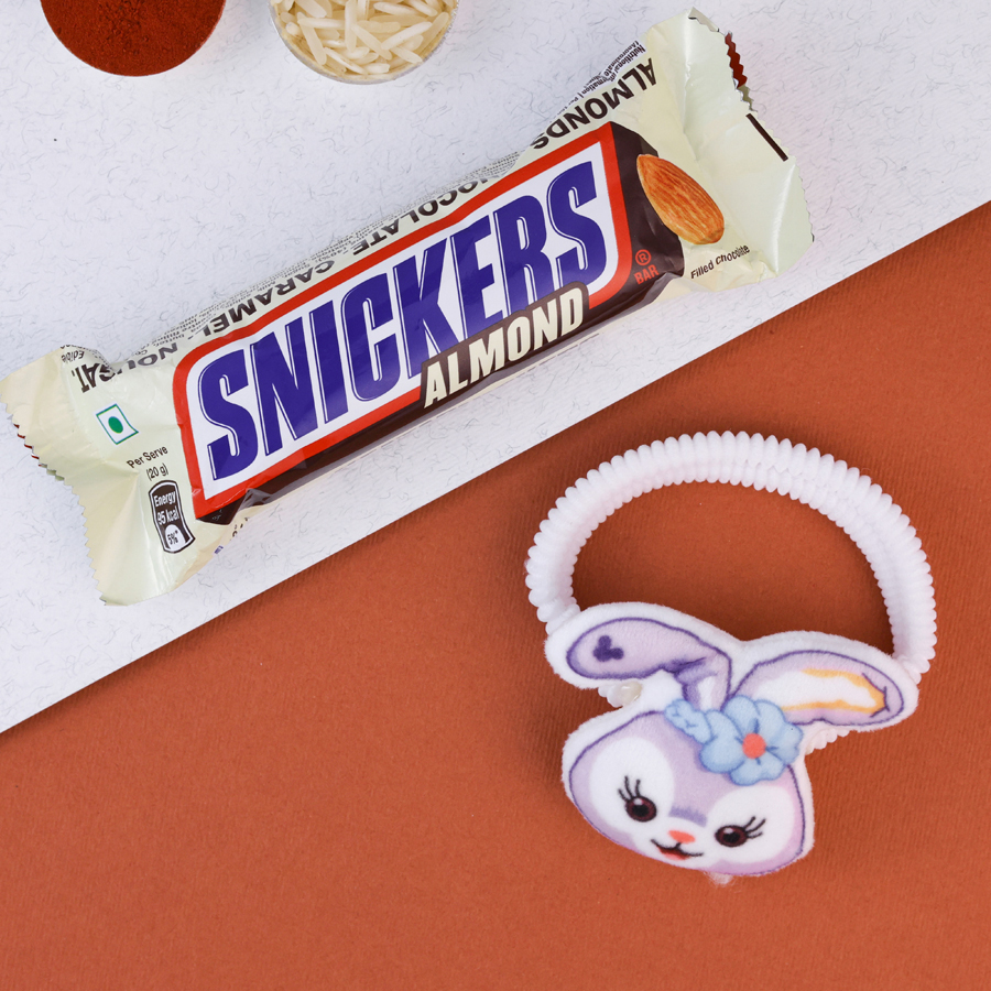Rabbit Rakhi Gift Set with chocolate and Roli 1